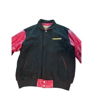 Vintage Washington Redskins NFL Jacket Jeff Hamilton Designs Wool Leather Sz M